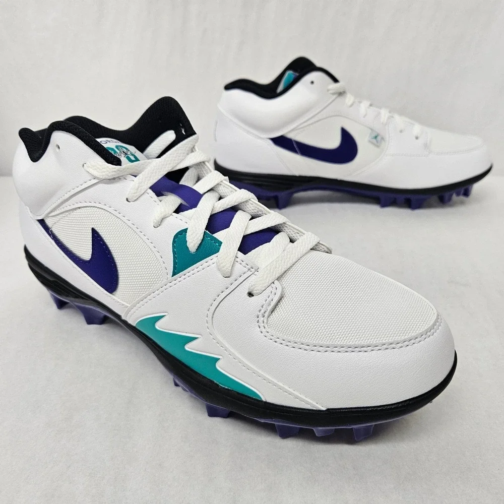 Jordan‎ Stadium 90 Low TD Football Cleats HQ0210-105 White Purple Men Size 11